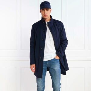 BOSS Hugo Boss Navy Nylon and Wool Lined Tech Trench Size L